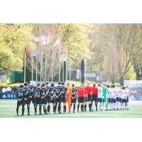 Tacoma Defiance line up for the National Anthem