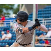 Elijah Dunham of the Somerset Patriots at bat