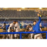 Pensacola Blue Wahoos celebrate the First Half Southern League Title