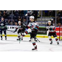 Kelowna Rockets react after a goal against the Seattle Thunderbirds