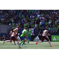 Seattle Sounders FC with possession against the Portland Timbers