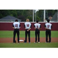 Wisconsin Rapids Rafters line up for the National Anthem