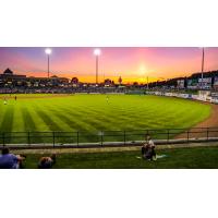 Sunset at ShoreTown Ballpark, home of the Jersey Shore BlueClaws