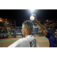 Pensacola Blue Wahoos' José Devers cools off