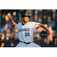 RHP Yoendrys Gomez with the Hudson Valley Renegades