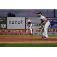 Max Burt of the Somerset Patriots in the team's Captain America jersey