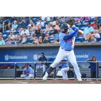 Pensacola Blue Wahoos' Norel González at bat