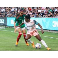 Angel City FC forward Jasmyne Spencer vs. the Mexican National Team