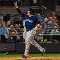 Somerset Patriots' Harrison Bader in action