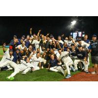 Pensacola Blue Wahoos celebrating victorious night
