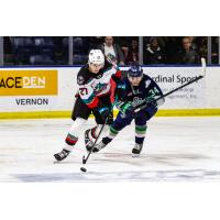 Kelowna Rockets defenceman Jackson DeSouza vs. the Seattle Thunderbirds