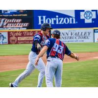 Elijah Dunham of the Somerset Patriots rounds the bases