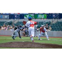 Green Bay Rockers pitcher Grayson Walker makes a play in the field