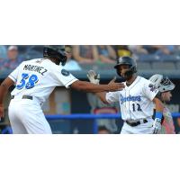 Biloxi Shuckers' Valerio Martinez congratulates Felix Valerio