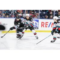 Portland Winterhawks' Diego Buttazzoni versus Kelowna Rockets' Jackson Gillespie