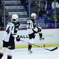 Vancouver Giants' Marek Howell and Ty Thorpe