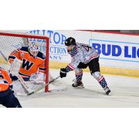 Worcester Railers' Tristan Lennox battles Adirondack Thunder's Grant Jozefek