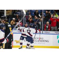 Saginaw Spirit's Michael Misa celebrates win