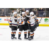 Lehigh Valley Phantoms gather following a goal