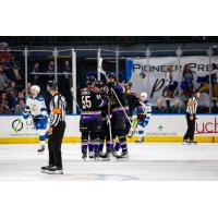 Tucson Roadrunners' Colin Theisen celebrates with teammates