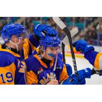 Saskatoon Blades' Rhett Melnyk celebrates win