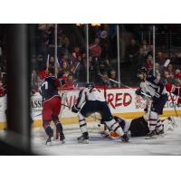 Grant Hebert of the Allen Americans scores against the Tulsa Oilers