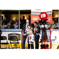 Rockford Ice Hogs' Corey Crawford and his family during his number retiring ceremony