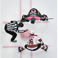 Tucson Roadrunners in the faceoff circle