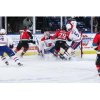 Kelowna Rockets attempt to score vs. the Spokane Chiefs