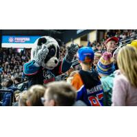 Kelowna Rockets' Mascot Rocky Raccoon with fans