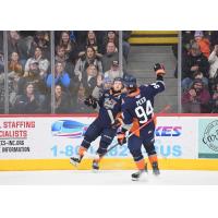 Flint Firebirds react following a goal