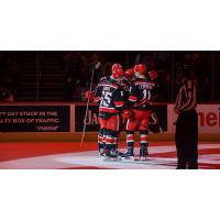 Grand Rapids Griffins gather after a goal