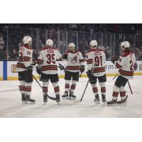 Tucson Roadrunners' Captain Steven Kampfer, Justin Kirkland, Aku Raty, Josh Doan, and Jan Jenik on game night