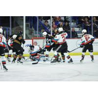 Kelowna Rockets battle the Vancouver Giants