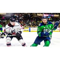 Adirondack Thunder's Ryan Orgel and Maine Mariners' Alex Kile on game night