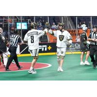 Vancouver Warriors' Adam Charalambides and Riley Loewen on game night