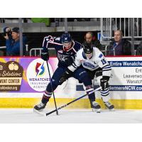 Tri-City Americans' Alex Serraglio versus Wenatchee Wild's Briley Wood