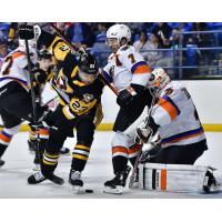 Lehigh Valley Phantoms defenseman Louie Belpedio and goaltender Cal Petersen vs. the Wilkes-Barre/Scranton Penguins