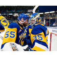 Saskatoon Blades' John Babcock and Evan Gardner on game night