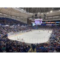 A school day crowd watches the Fayetteville Marksmen