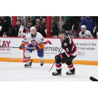 Bridgeport Islanders' Matthew Maggio and Belleville Senators' Wyatt Bongiovanni on game night