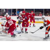 Allen Americans look for a score against the Kansas City Mavericks