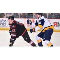 Adirondack Thunder forward Mac Welsher (left) vs. the Norfolk Admirals