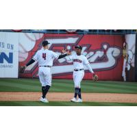 Toledo Mud Hens exchange high fives