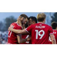 Richmond Kickers' Chandler O'Dwyer and Justin Sukow celebrate win