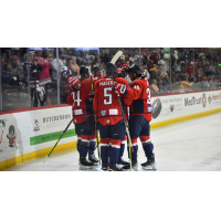 South Carolina Stingrays forward Austin Magera huddles with his team