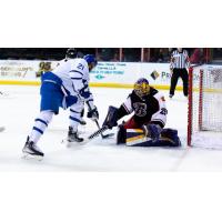 Wichita Thunder's Jay Dickman battles Rapid City Rush's Jason Pawloski