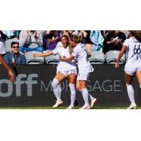 Racing Louisville FC forward Elexa Bahr reacts after a goal