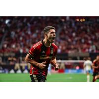 Daniel Ríos of Atlanta United reacts after his goal