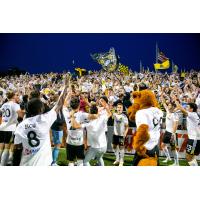 Pittsburgh Riverhounds SC celebrate with their fans